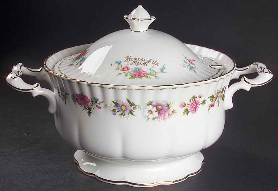Flower of The Month (Newer, Montrose) Tureen &  Lid by Royal Albert-1