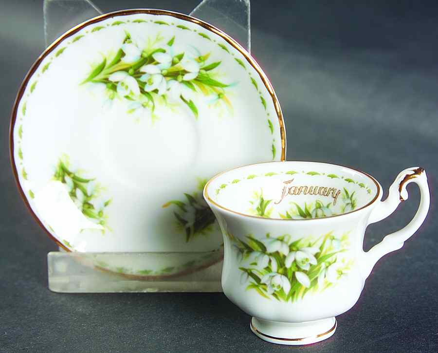 Flower of The Month (Newer, Montrose) Footed Toy Cup and Saucer Set by Royal Albert-1