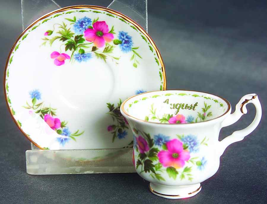 Flower of The Month (Newer, Montrose) Footed Toy Cup and Saucer Set by Royal Albert-1