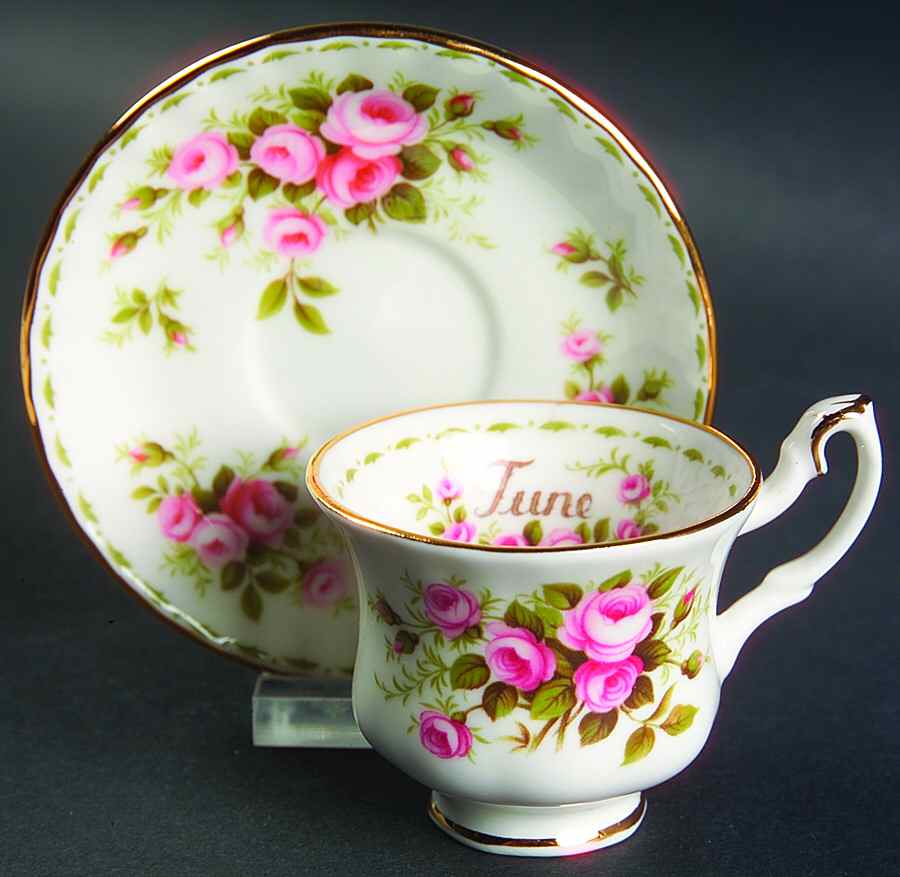 Flower of The Month (Newer, Montrose) Footed Toy Cup and Saucer Set by Royal Albert-1