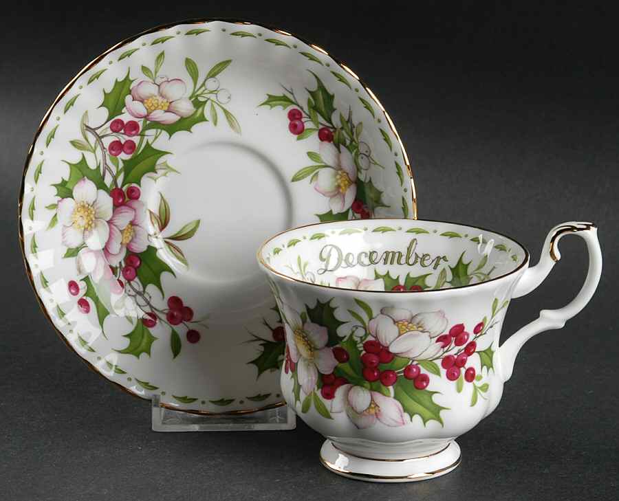 Flower of The Month (Newer, Montrose) Footed Cup & Saucer Set by Royal Albert-1