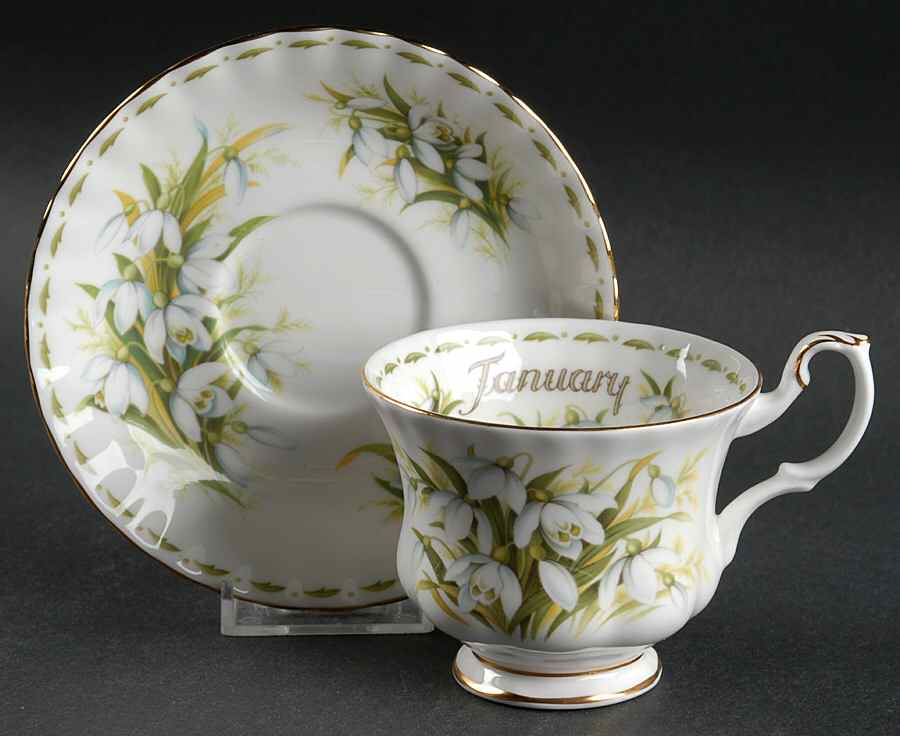 Flower of The Month (Newer, Montrose) Footed Cup & Saucer Set by Royal Albert-1