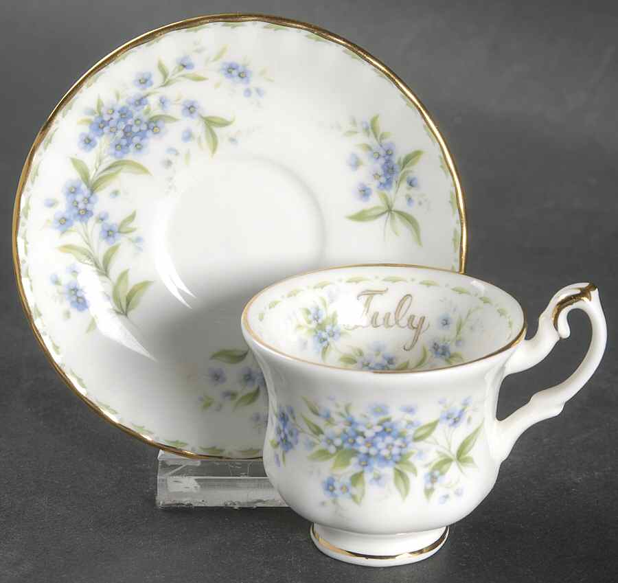 Flower of The Month (Newer, Montrose) Footed Toy Cup and Saucer Set by Royal Albert-1