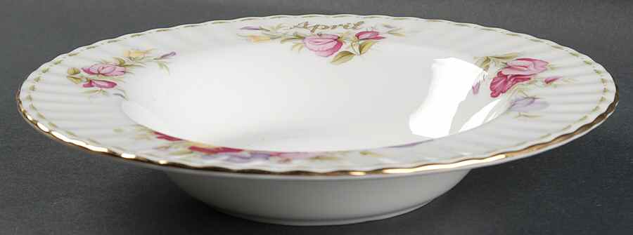 Flower of The Month (Newer, Montrose) Large Rim Soup Bowl by Royal Albert-1