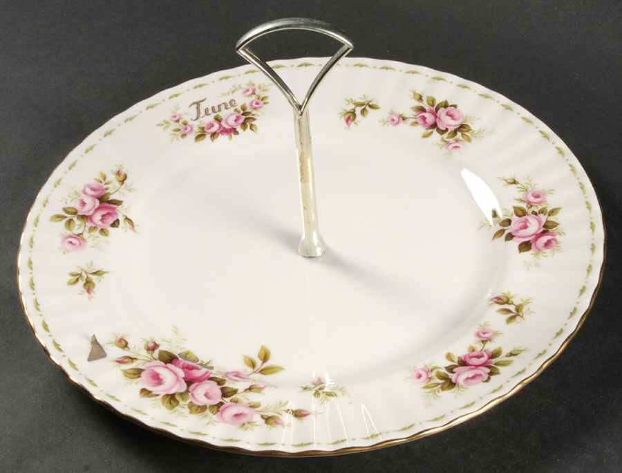 Flower of The Month (Newer, Montrose) Round Serving Plate with Handle (DP) by Royal Albert-1