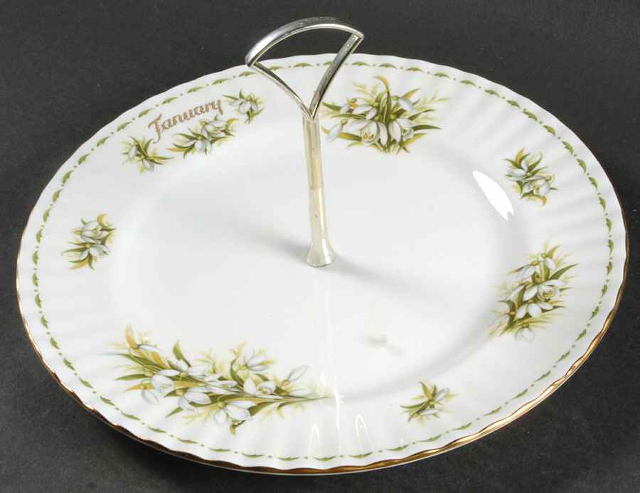 Flower of The Month (Newer, Montrose) Round Serving Plate with Handle (DP) by Royal Albert-1