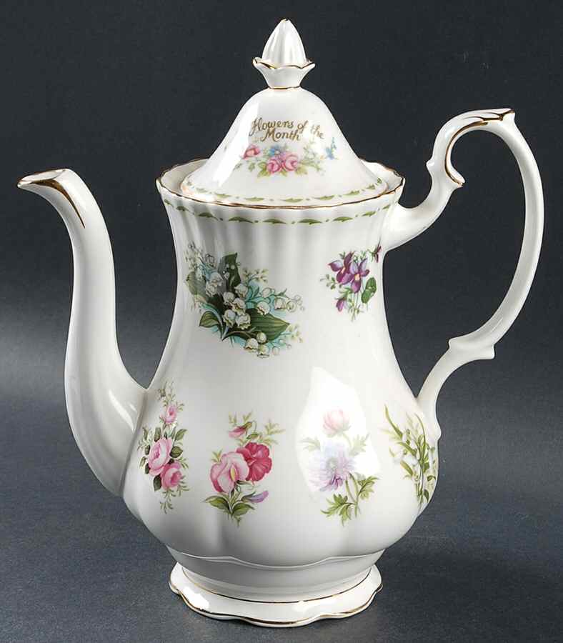 Flower of The Month (Newer, Montrose) Coffee Pot & Lid by Royal Albert-1
