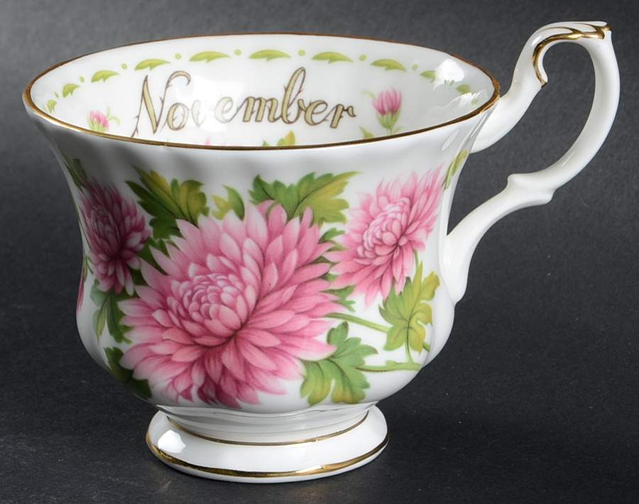 Flower of The Month (Newer, Montrose) Cup for Dessert Plate & Cup Set by Royal Albert-1