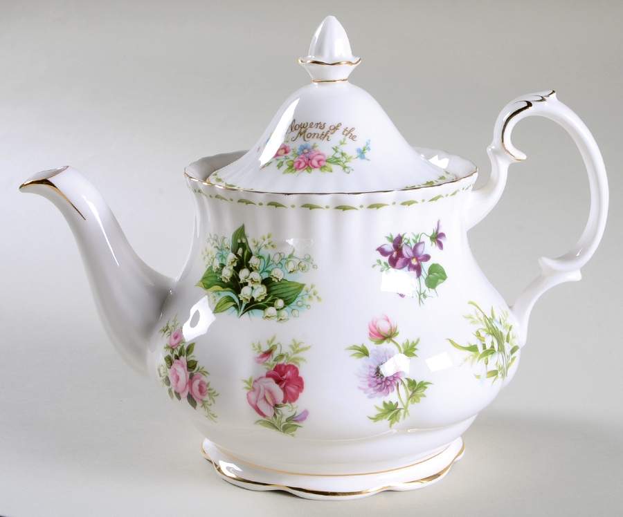 Flower of The Month (Newer, Montrose) Teapot & Lid by Royal Albert-1
