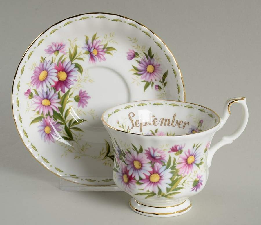 Flower of The Month (Newer, Montrose) Footed Cup & Saucer Set by Royal Albert-1