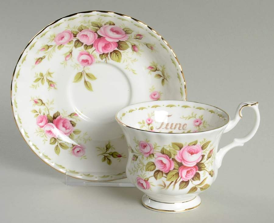 Flower of The Month (Newer, Montrose) Footed Cup & Saucer Set by Royal Albert-1