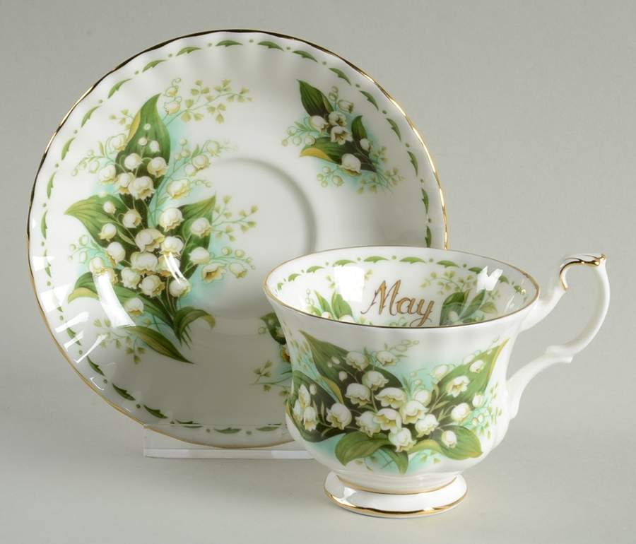 Flower of The Month (Newer, Montrose) Footed Cup & Saucer Set by Royal Albert-1