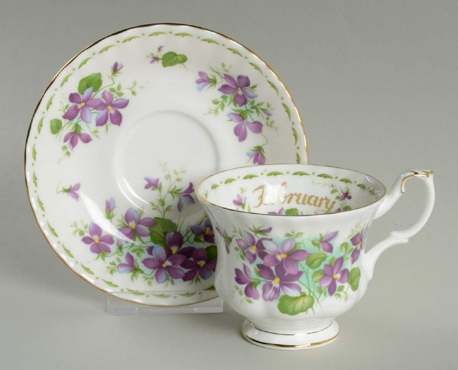 Flower of The Month (Newer, Montrose) Footed Cup & Saucer Set by Royal Albert-1