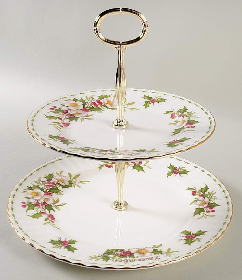 Flower of The Month (Newer, Montrose) 2 Tier Serving Plate (Dinner Plate & Salad Plate) by Royal Albert-1