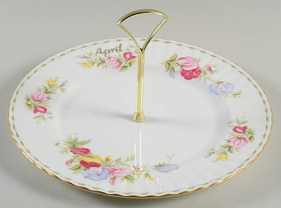 Flower of The Month (Newer, Montrose) Round Serving Plate with Handle (DP) by Royal Albert-1