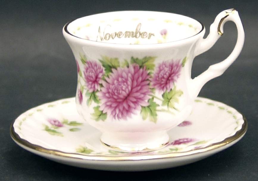 Flower of The Month (Newer, Montrose) Footed Toy Cup and Saucer Set by Royal Albert-1