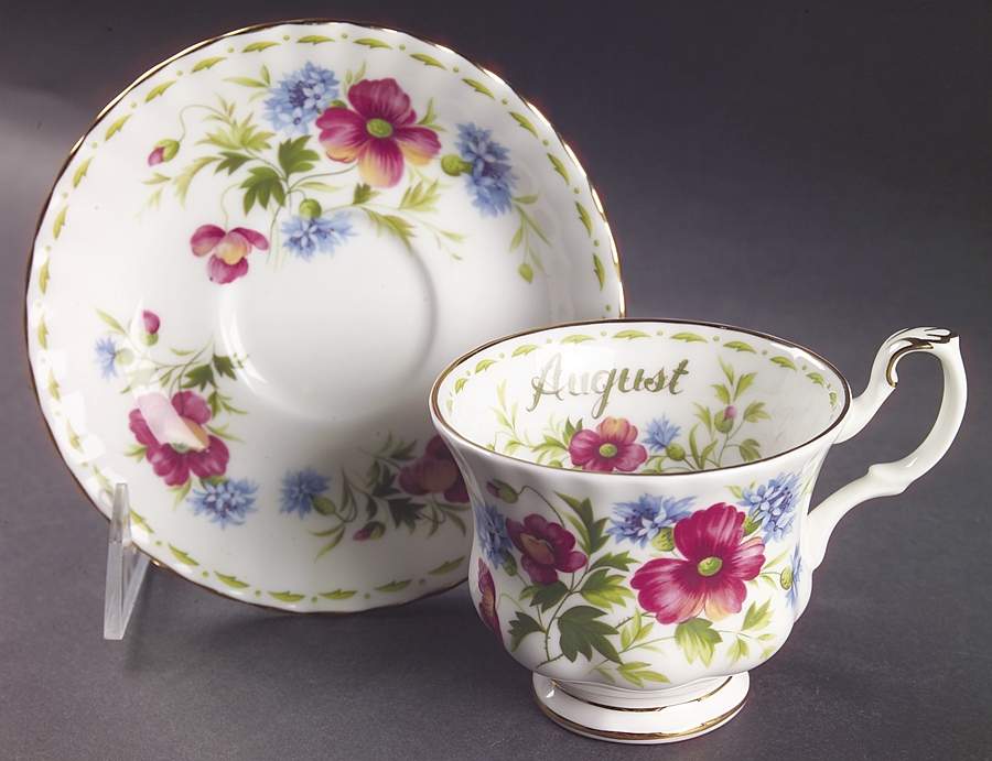 Flower of The Month (Newer, Montrose) Footed Cup & Saucer Set by Royal Albert-1