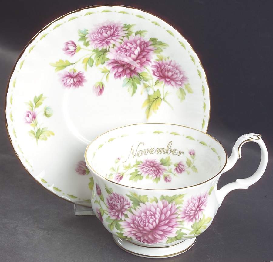 Flower of The Month (Newer, Montrose) Breakfast Cup & Saucer Set by Royal Albert-1
