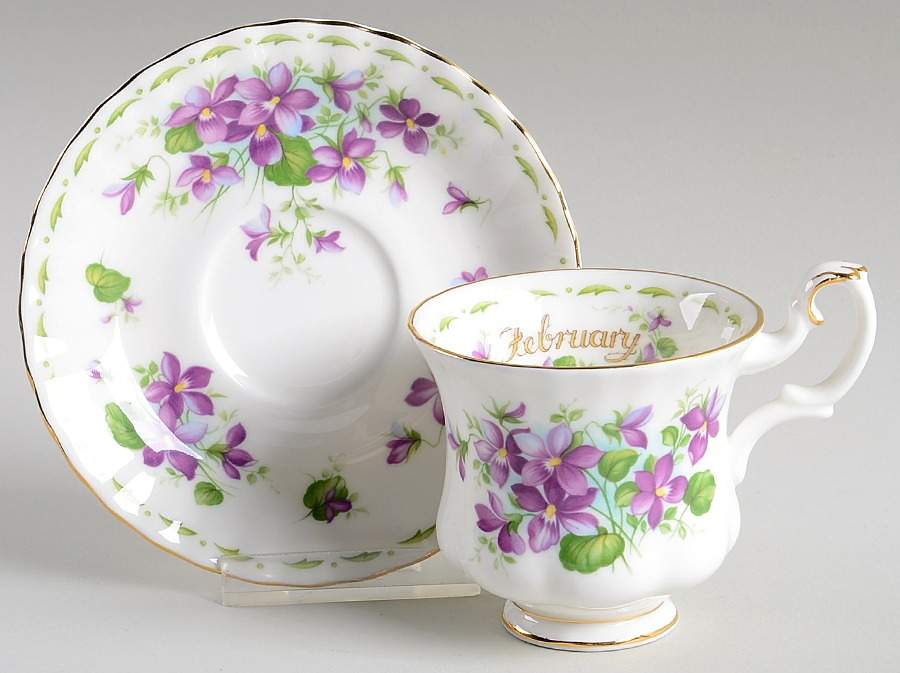 Flower of The Month (Newer, Montrose) Footed Demitasse Cup & Saucer Set by Royal Albert-1