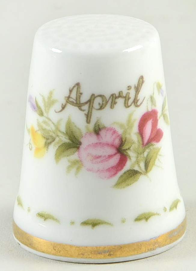 Flower of The Month (Newer, Montrose) Thimble by Royal Albert-1