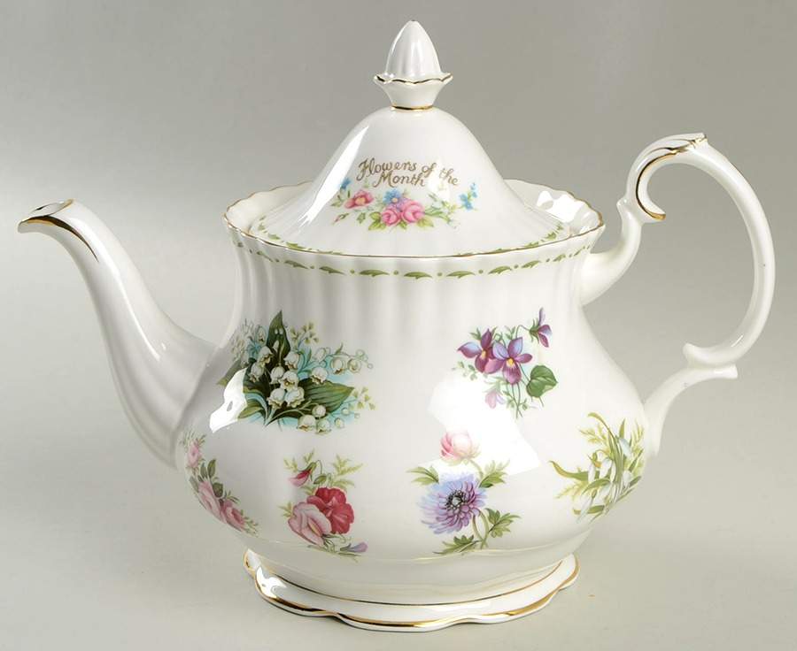Flower of The Month (Newer, Montrose) Teapot & Lid by Royal Albert-1