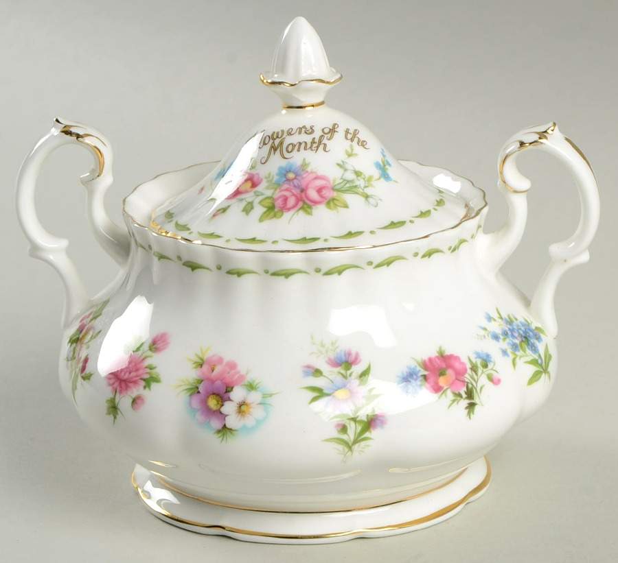 Flower of The Month (Newer, Montrose) Sugar Bowl & Lid by Royal Albert-1