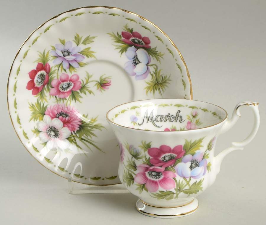 Flower of The Month (Newer, Montrose) Footed Cup & Saucer Set by Royal Albert-1