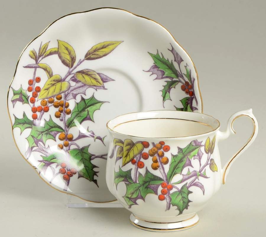 Flower of The Month (Older, Hampton) Footed Cup & Saucer Set by Royal Albert-1