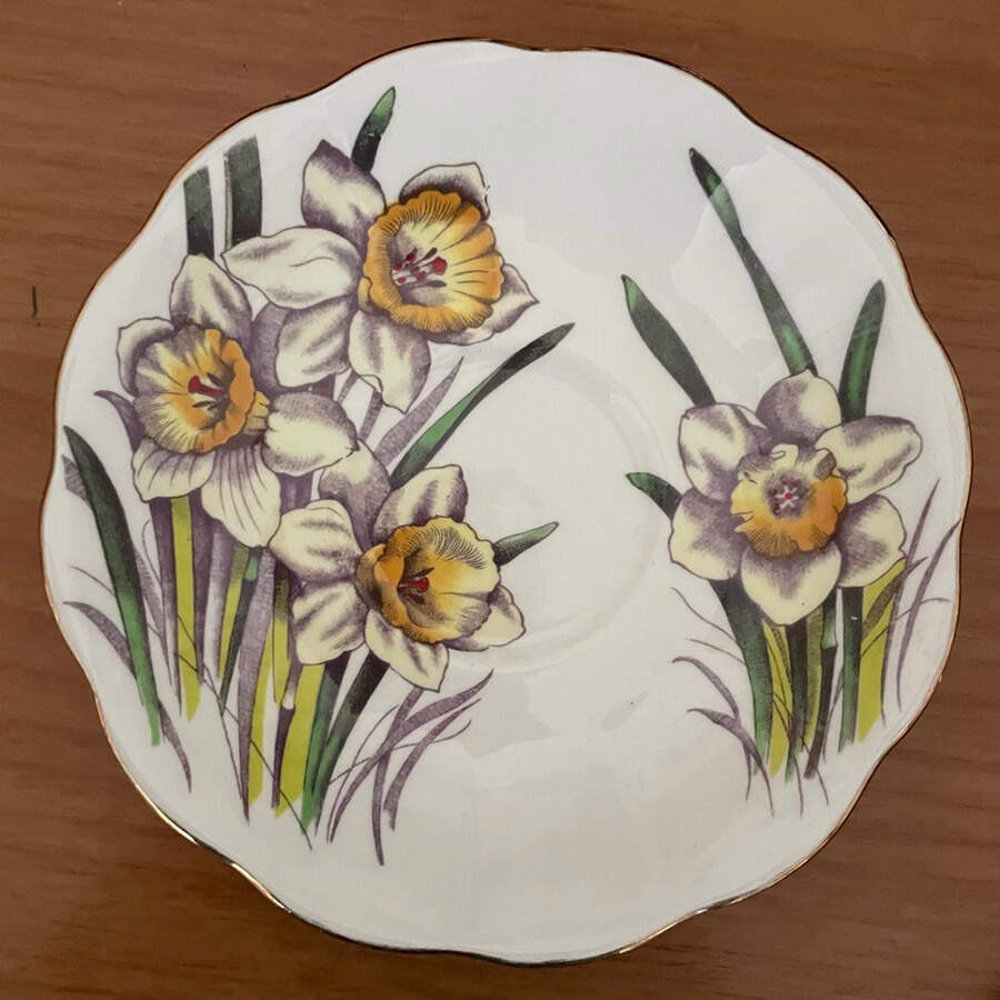 Flower of The Month (Older, Hampton) Saucer for Footed Cup by Royal Albert-1