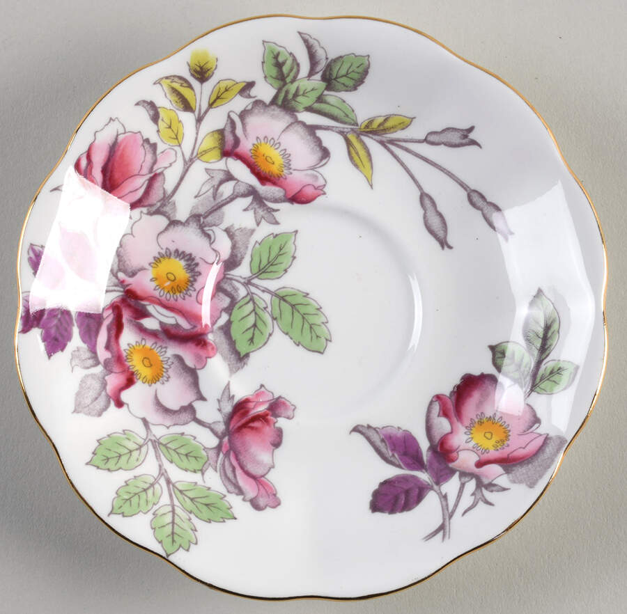 Flower of The Month (Older, Hampton) Saucer for Footed Cup by Royal Albert-1