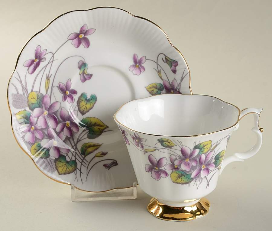 Flower of the Month Series Footed Cup & Saucer Set by Royal Albert-1