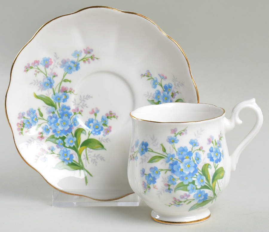 Forget Me Not Footed Demitasse Cup & Saucer Set by Royal Albert-1