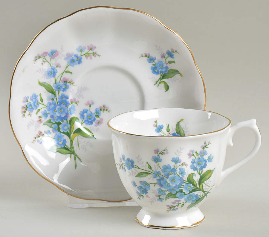 Forget Me Not Footed Cup & Saucer Set by Royal Albert-1