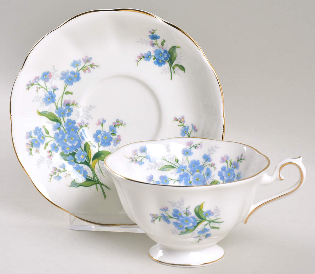 Forget Me Not Footed Cup & Saucer Set by Royal Albert-1