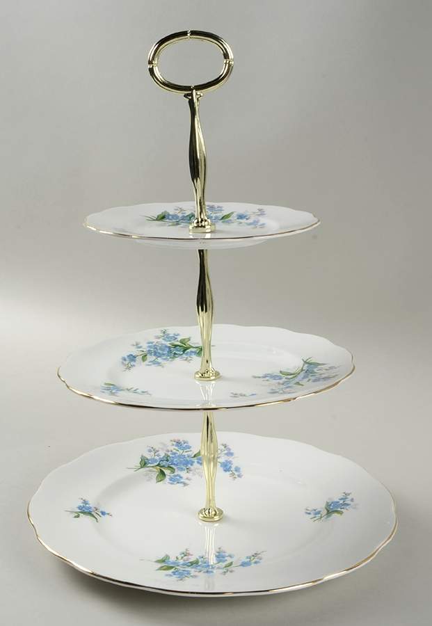 Forget Me Not 3-Tiered Serving Tray (DP, SP, BB) by Royal Albert-1