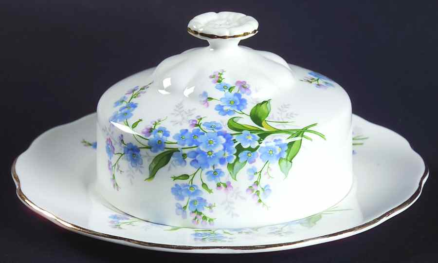 Forget Me Not Round Covered Butter (Uses Bread & Butter Plate) by Royal Albert-1