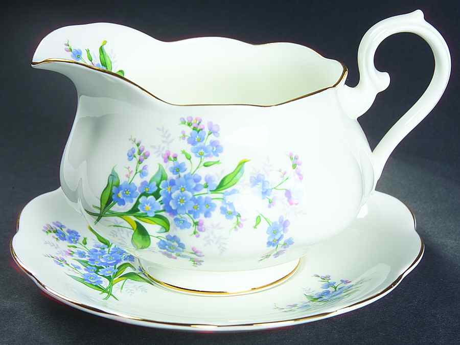 Forget Me Not Gravy Boat & Underplate by Royal Albert-1