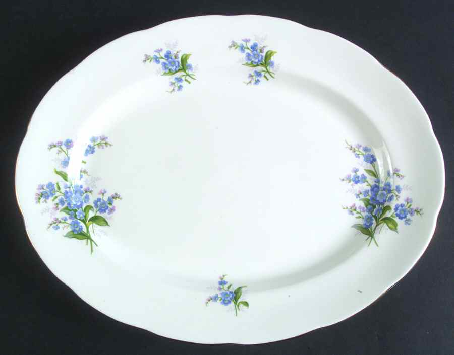 Forget Me Not 13" Oval Serving Platter by Royal Albert-1