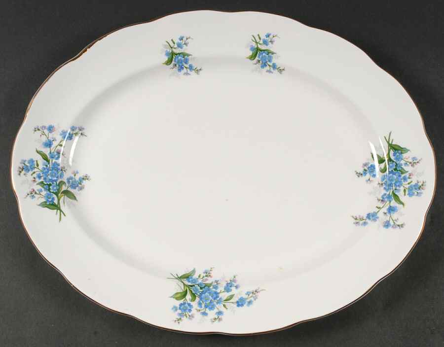 Forget Me Not 15" Oval Serving Platter by Royal Albert-1