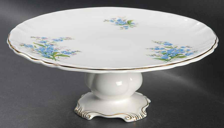 Forget Me Not 9" Diameter Pedestal Cake Stand by Royal Albert-1