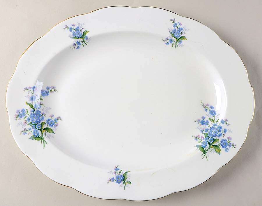 Forget Me Not 13" Oval Serving Platter by Royal Albert-1