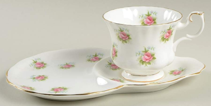 Forget Me Not Rose Dessert Plate & Cup Set by Royal Albert-1