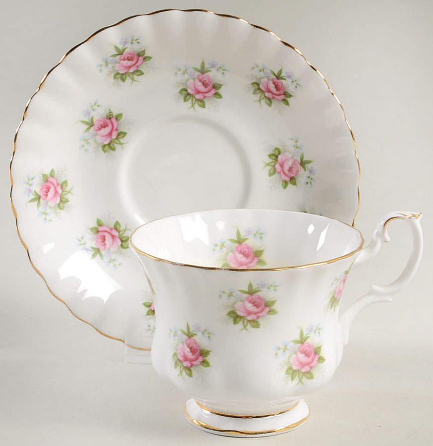 Forget Me Not Rose Footed Cup & Saucer Set by Royal Albert-1