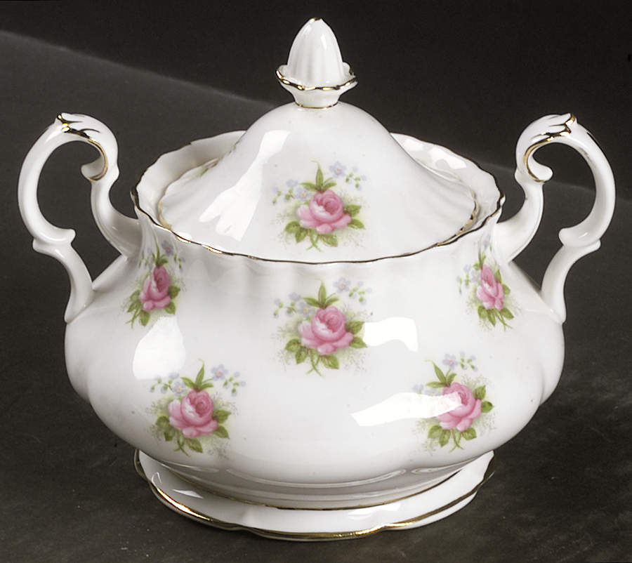 Forget Me Not Rose Sugar Bowl & Lid by Royal Albert-1