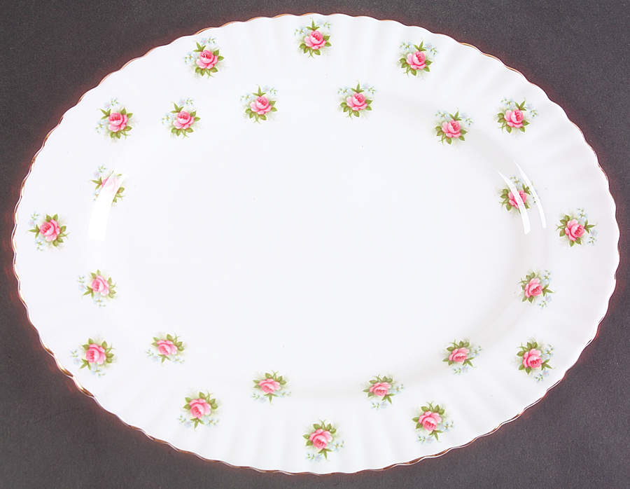 Forget Me Not Rose 13" Oval Serving Platter by Royal Albert-1