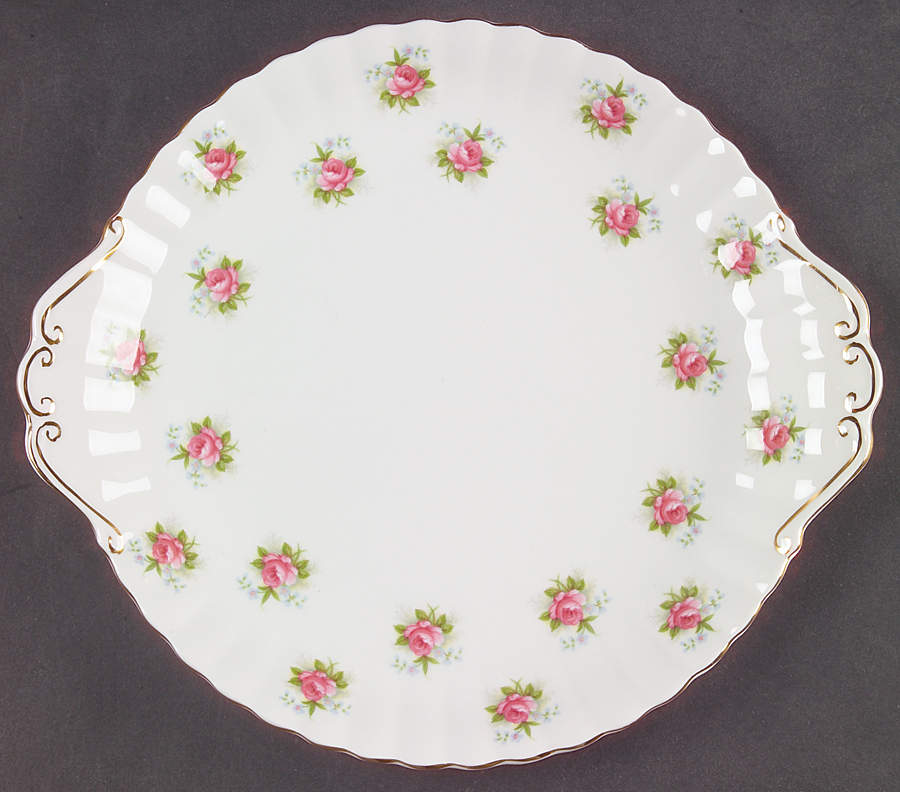 Forget Me Not Rose Handled Cake Plate by Royal Albert-1