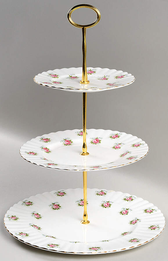 Forget Me Not Rose 3-Tiered Serving Tray (DP, SP, BB) by Royal Albert-1