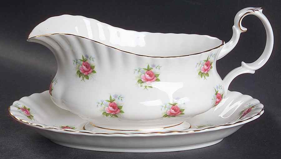 Forget Me Not Rose Gravy Boat & Underplate by Royal Albert-1