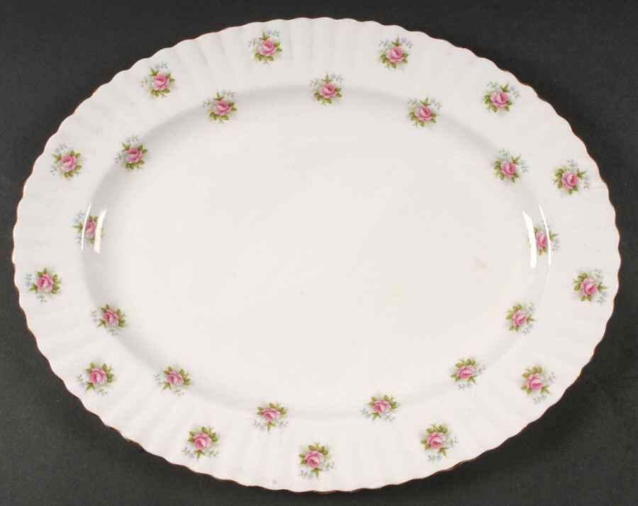 Forget Me Not Rose 15" Oval Serving Platter by Royal Albert-1