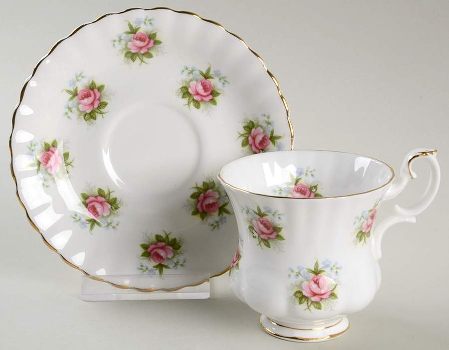 Forget Me Not Rose Footed Demitasse Cup & Saucer Set by Royal Albert-1
